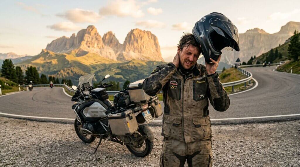 ヘルメット重さで首痛い長距離ツーリング疲れる