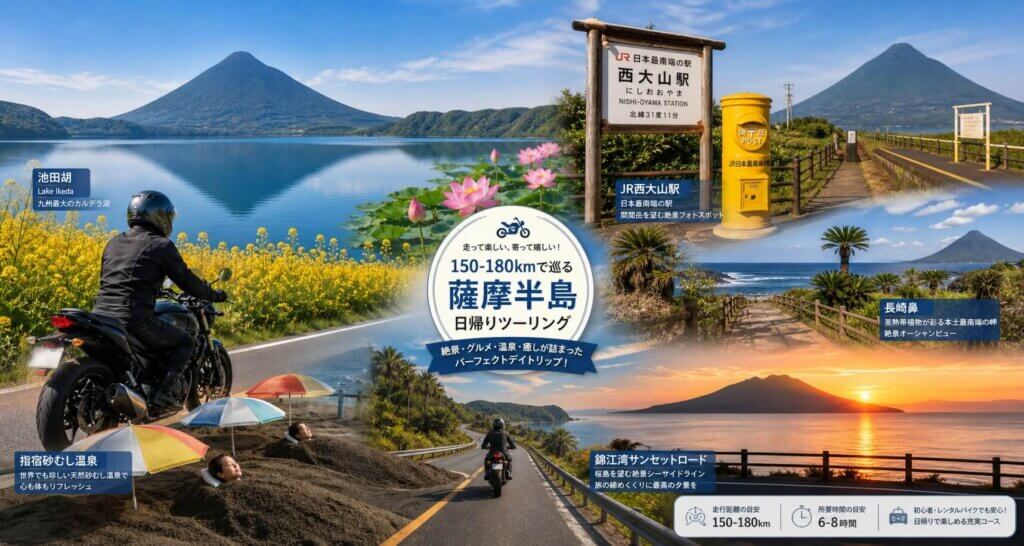 薩摩半島の池田湖や西大山駅を巡る日帰りコース