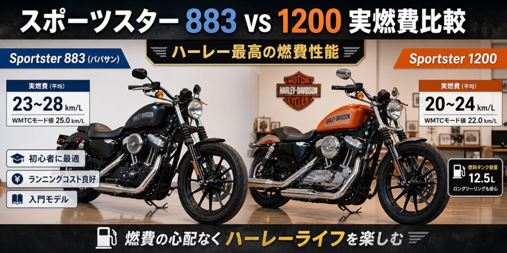 スポーツスター883や1200の実燃費を比較