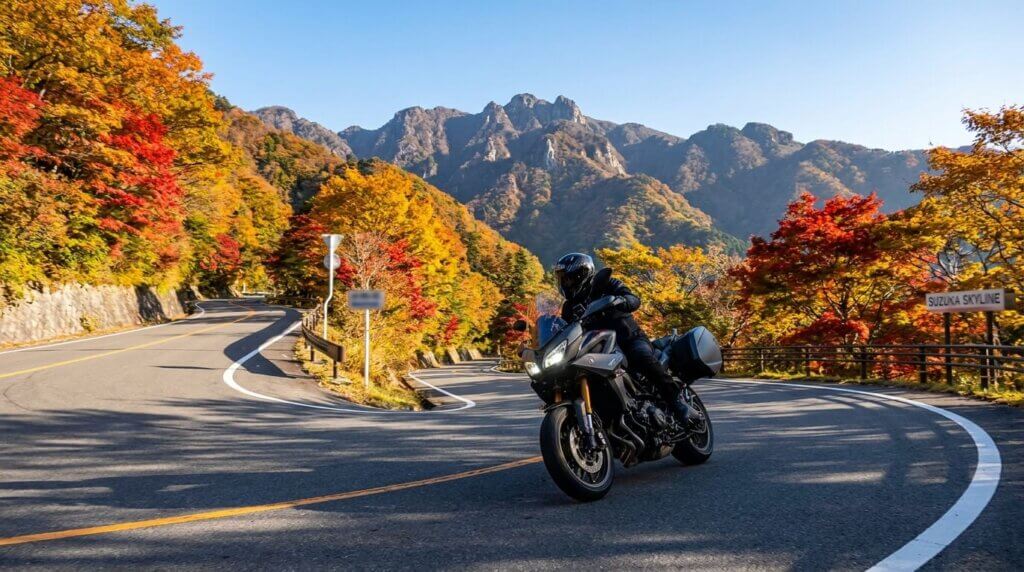 鈴鹿スカイラインのワインディングと紅葉