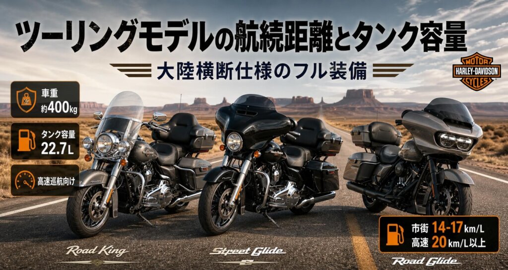 ツーリングモデルの航続距離とタンク容量