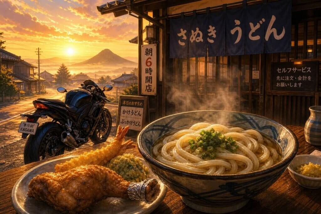 讃岐うどんと骨付鳥を楽しむグルメツーリング