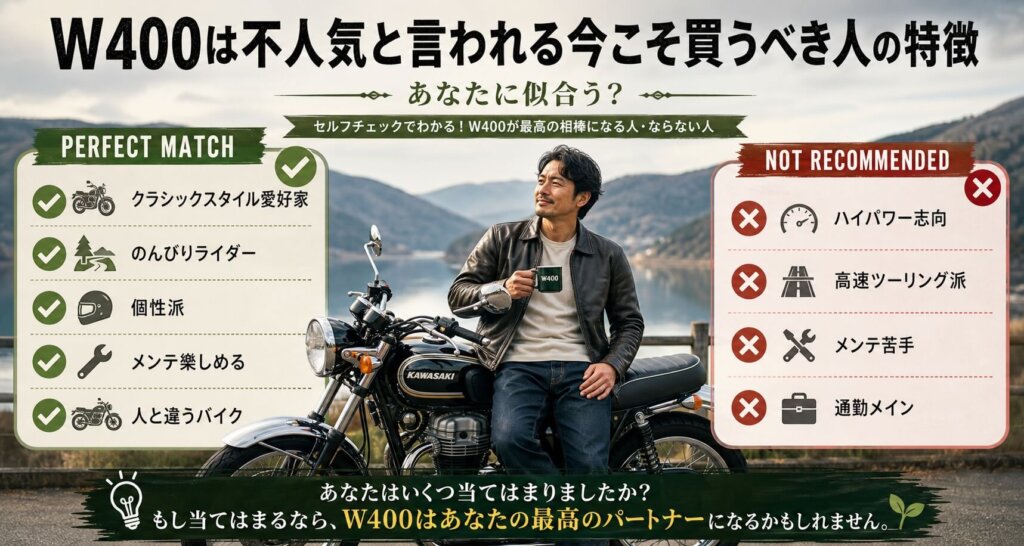 W400は不人気と言われる今こそ買うべき人の特徴