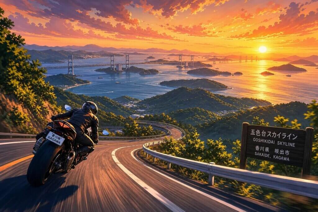 五色台スカイラインで楽しむワインディングと絶景