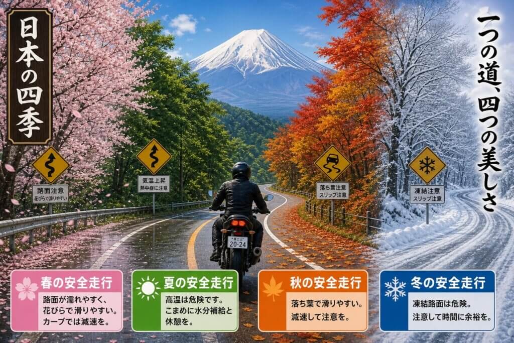 季節ごとの見どころと走行注意点