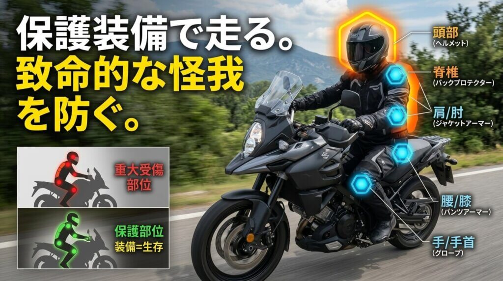 プロテクターの装着が死亡事故の受傷部位を守る
