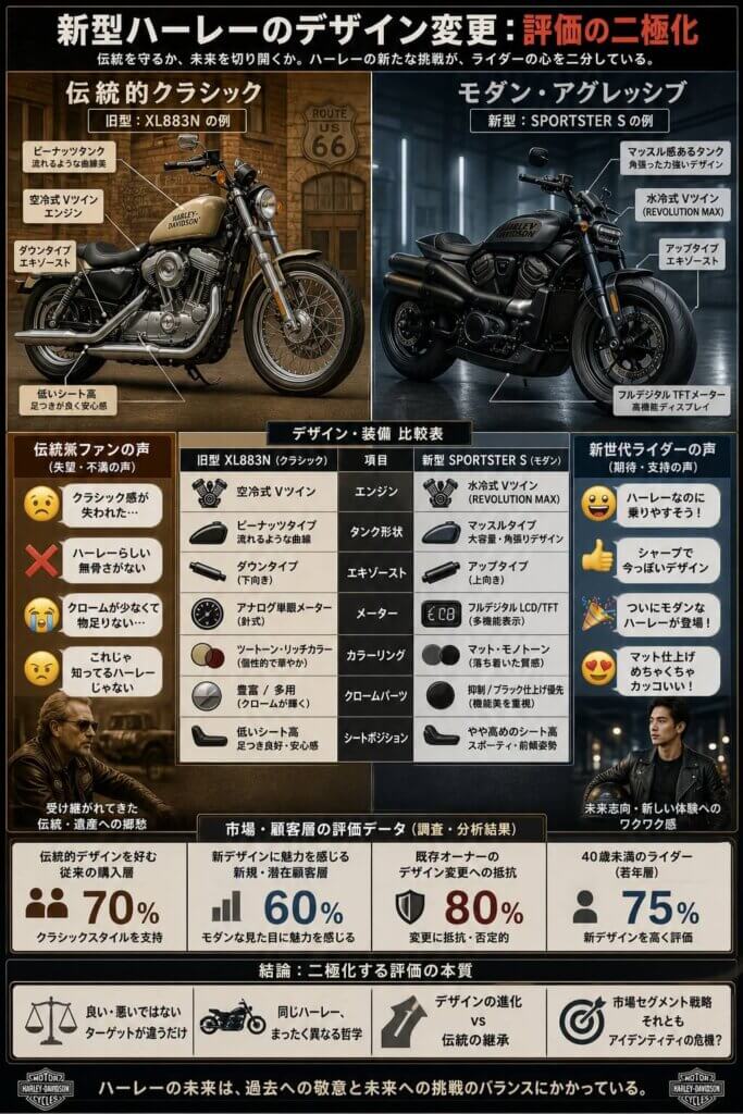 新型ハーレーのデザイン変更:評価の二極化