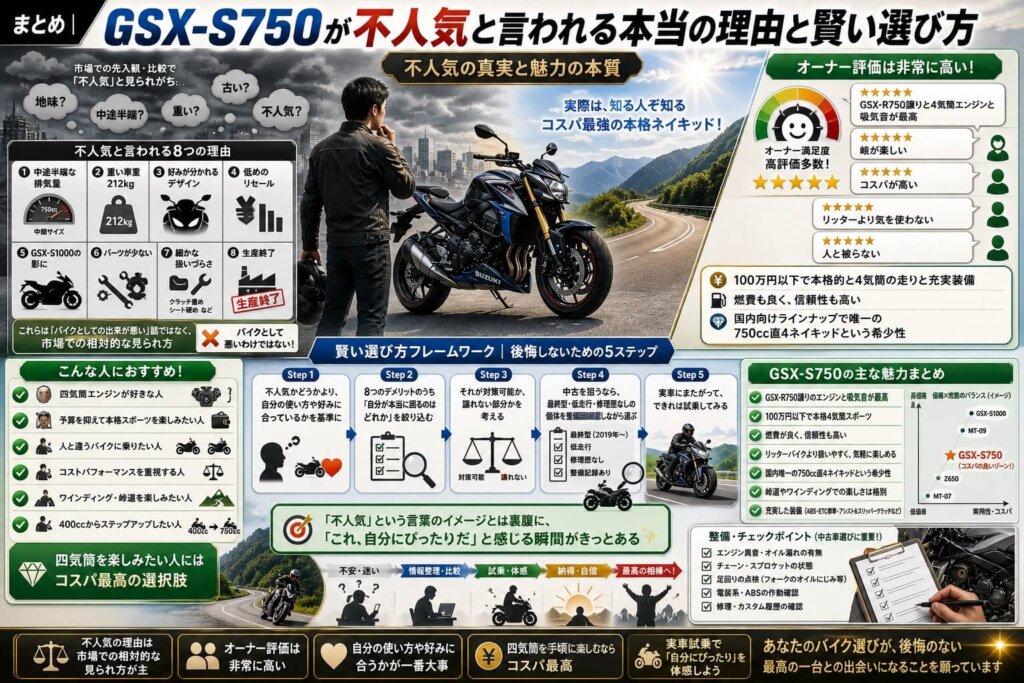 GSX-S750が不人気と言われる本当の理由と賢い選び方