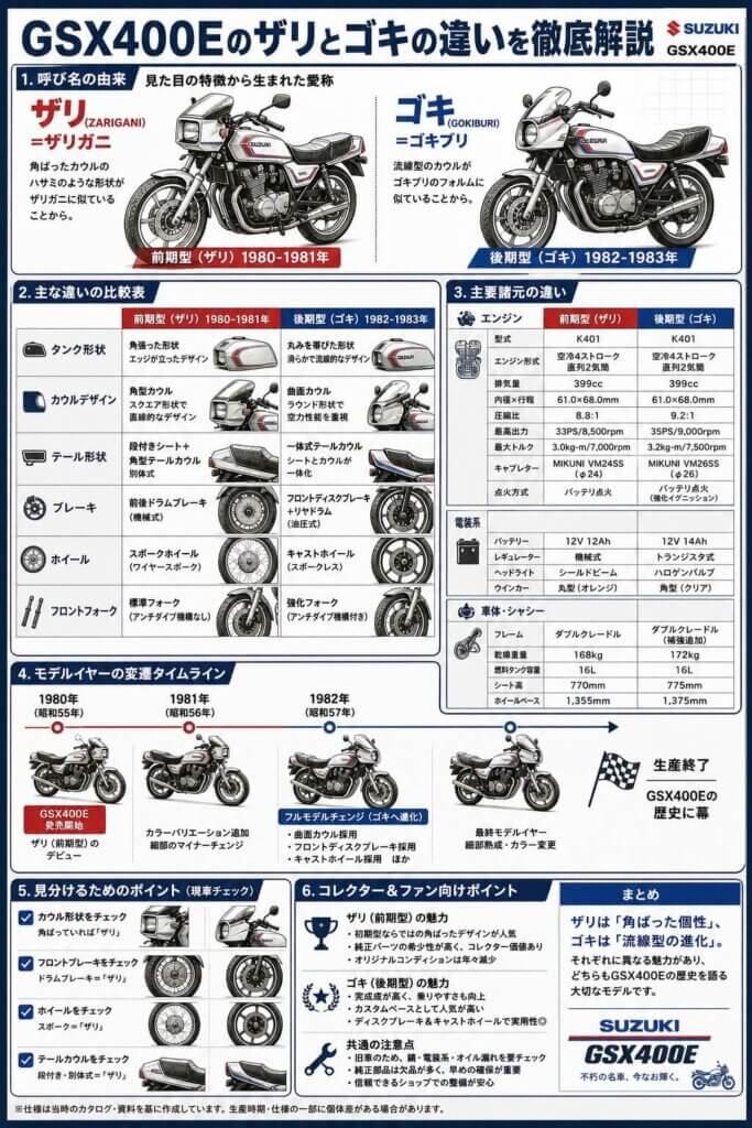GSX400Eのザリとゴキの違いを徹底解説