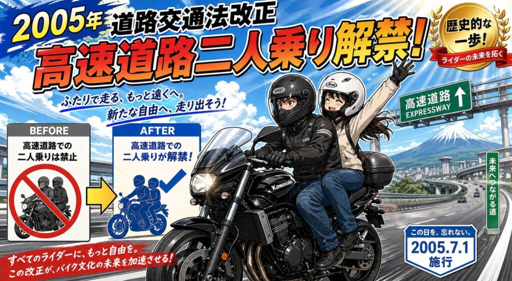 2005年道路交通法改正と高速道路二人乗り解禁