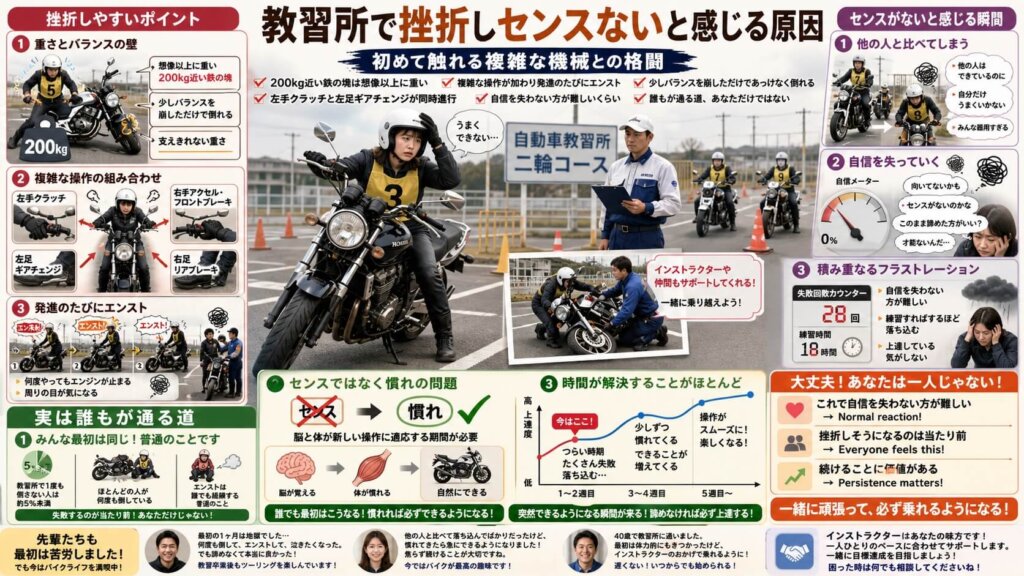 教習所で挫折しセンスないと感じる原因
