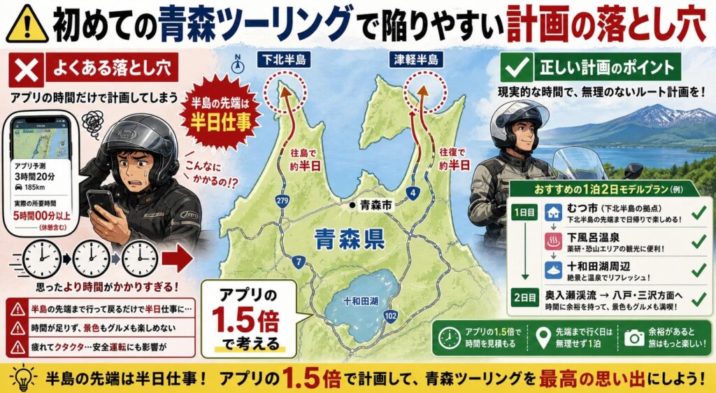 初めての青森ツーリングで陥りやすい計画の落とし穴