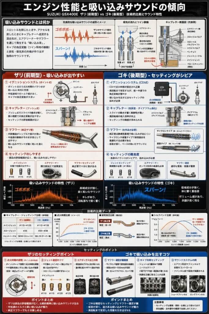 エンジン性能と吸い込みサウンドの傾向