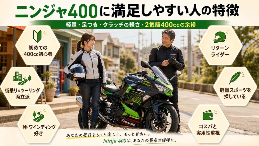 逆にニンジャ400に満足しやすい人の特徴